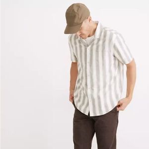 (Re)sponsible EasyShort-Sleeve Camp Shirt in Stripe Gray & White Madewell Large